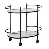 Chapman Black Finish and White Marble Bar Cart